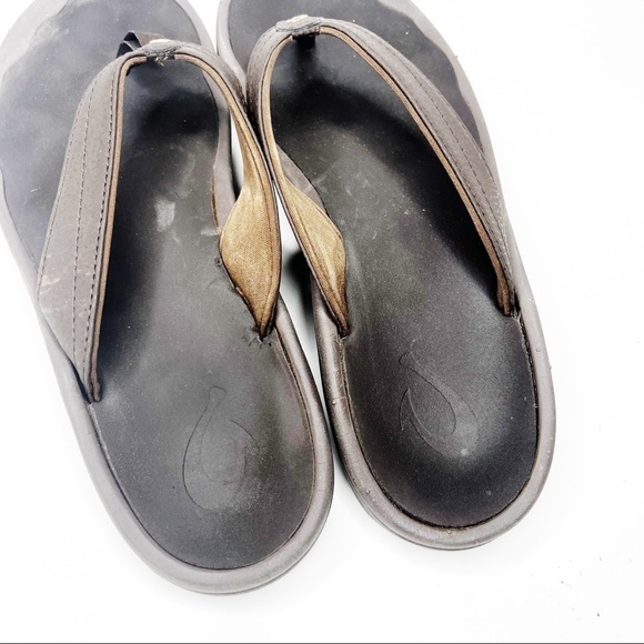 Olukai | Brown Ohana Leather Flip Flops - Picture 3 of 6
